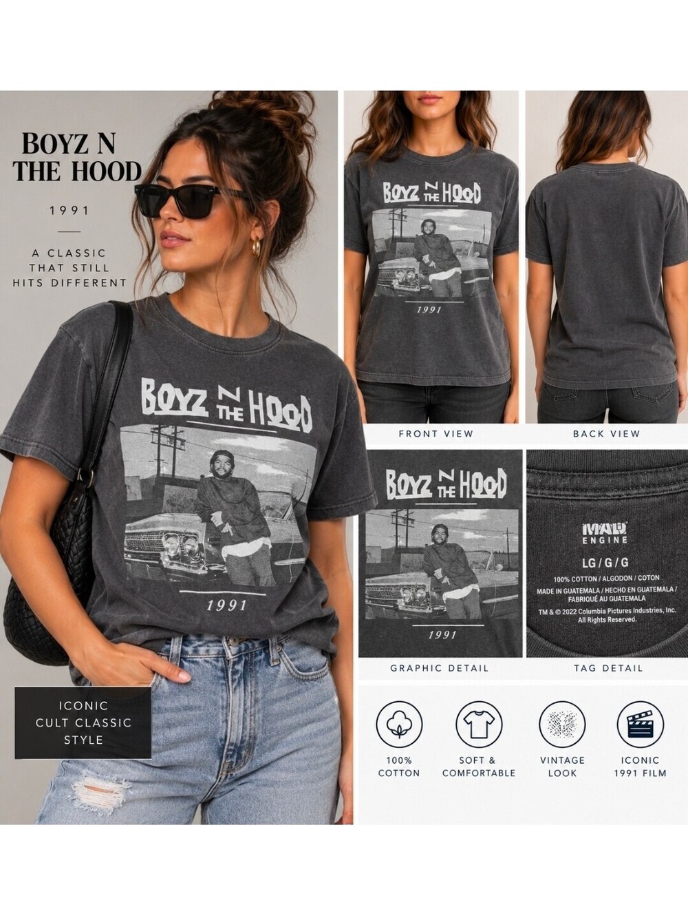 Boyz N The Hood 1991 Ice Cube Women’s Large Graphic T-Shirt Faded Black Hip Hop